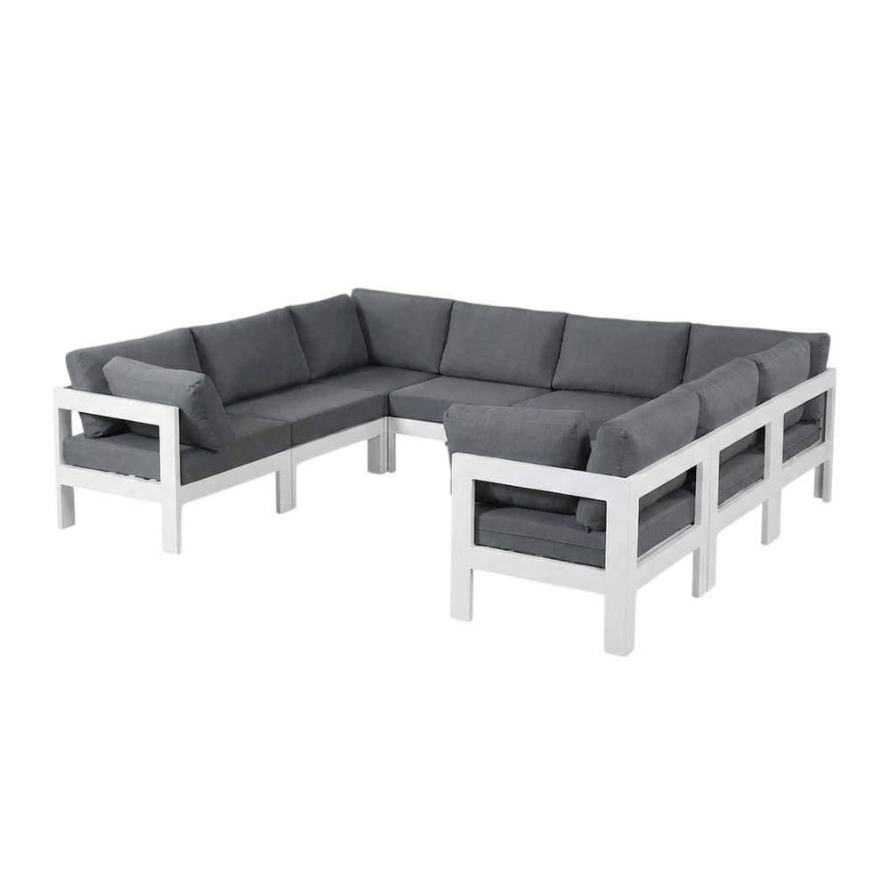 Gray Fabric Outdoor Patio Modular Sectional With Contemporary Design. Picture 1