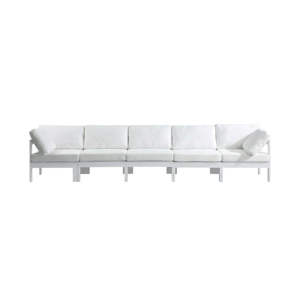 White Fabric Outdoor Patio Modular Sofa, Contemporary Style, Comfortable Back. Picture 4