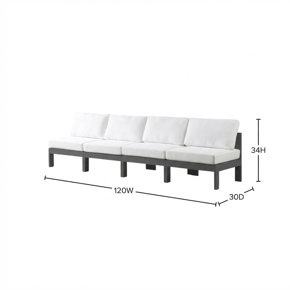 White Fabric Outdoor Patio Modular Sofa With Contemporary Style. Picture 7