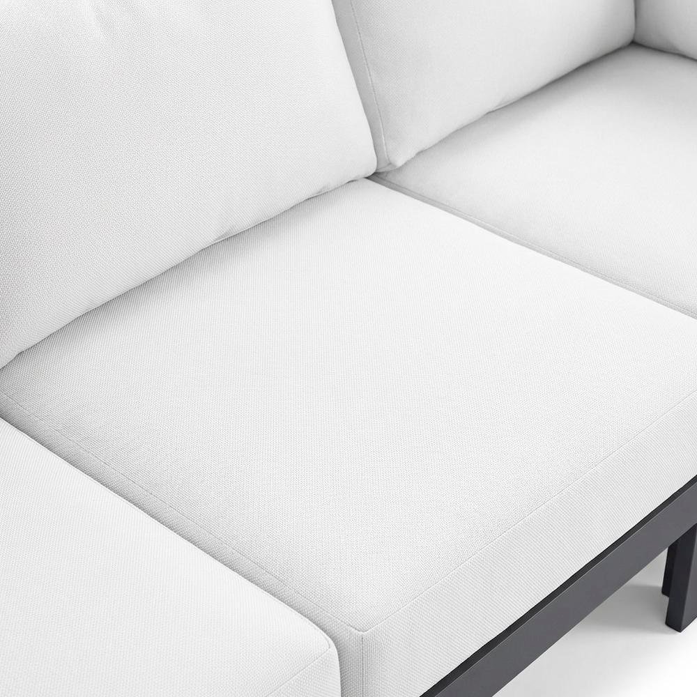 White Fabric Outdoor Patio Modular Sectional With Contemporary Style. Picture 5
