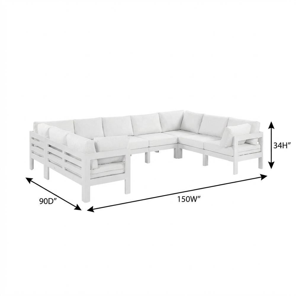 White Fabric Outdoor Patio Modular Sectional With Contemporary Style. Picture 7