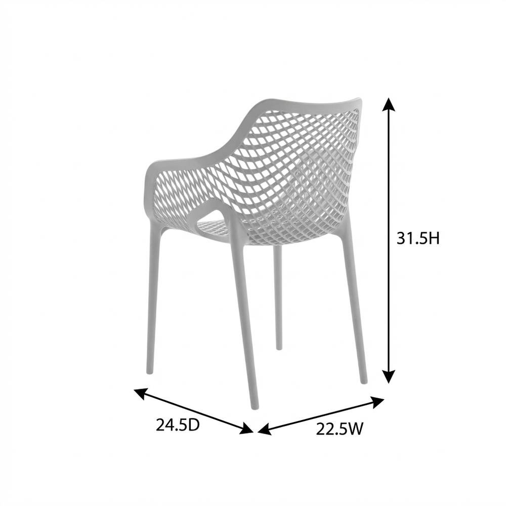 Gray Outdoor Patio Dining Chairs Set Of 4 With Armrests And Uv-Resistant Finish. Picture 7