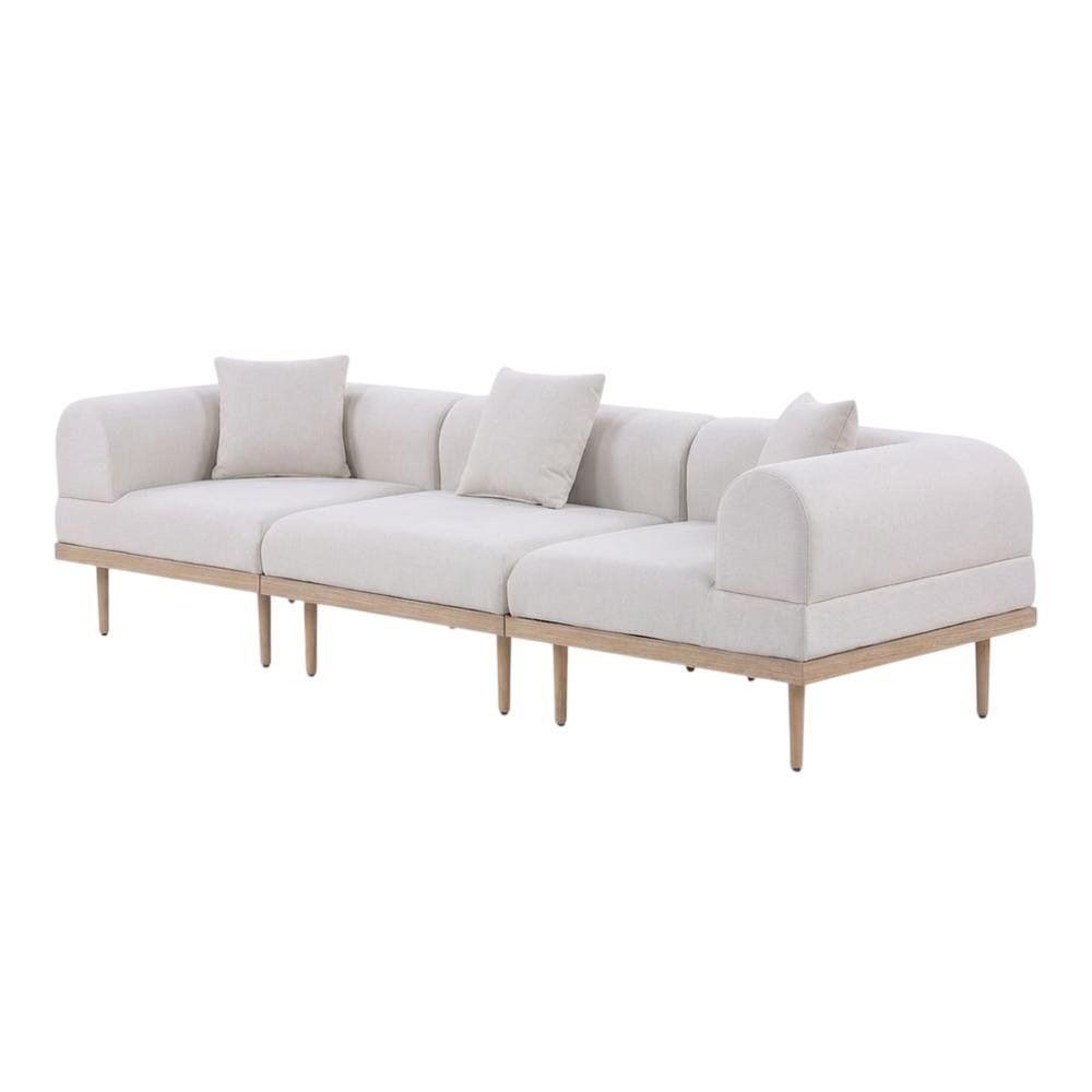 Beige Fabric Outdoor Modular Sofa With Cushions And Contemporary Style. Picture 1