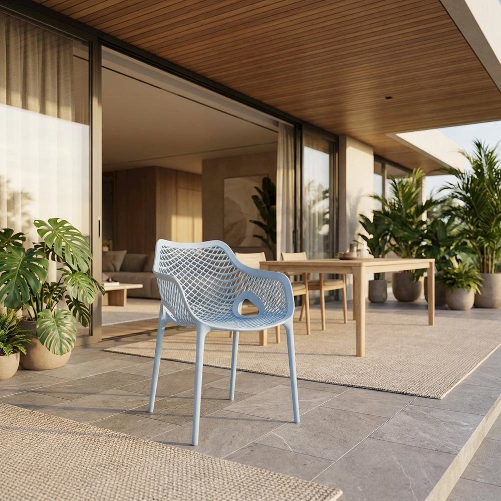 Blue Outdoor Patio Dining Chairs Set Of 4 With Protective Finish. Picture 2