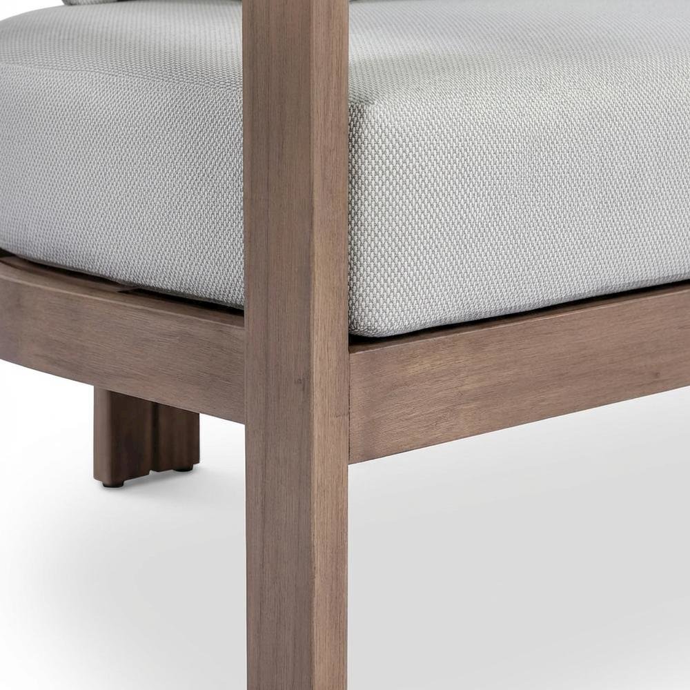 Gray Fabric Upholstered Outdoor Patio Loveseat with Cushions, Contemporary Style. Picture 6