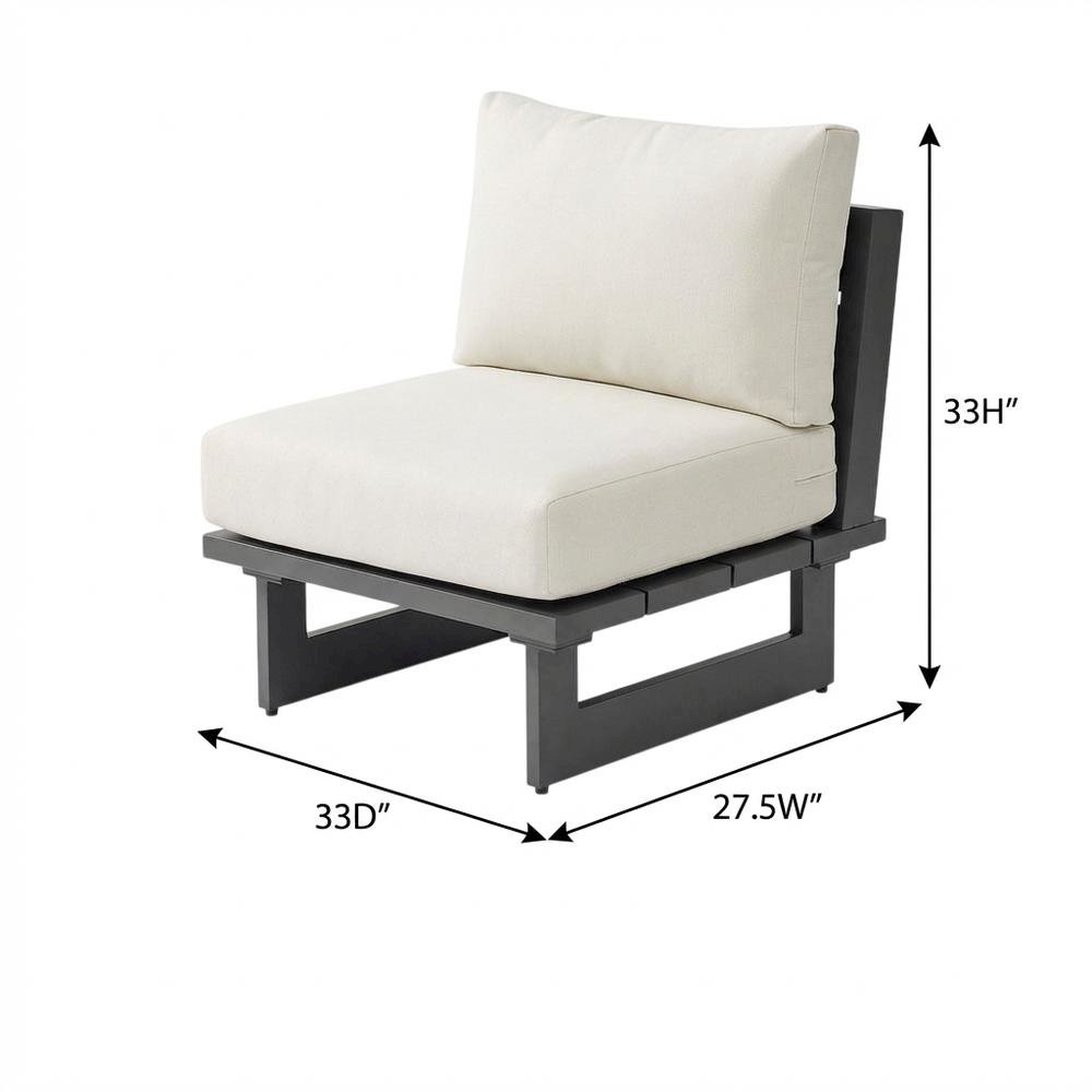 Cream Fabric Outdoor Patio Armless Chair With Contemporary Style. Picture 7