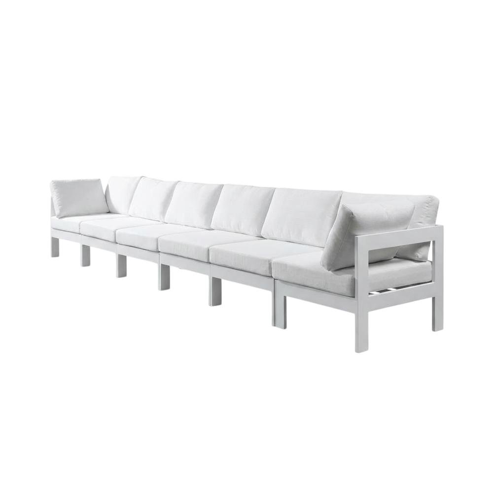 White Fabric Outdoor Modular Sofa With Contemporary Style And Cushioned Seating. Picture 1