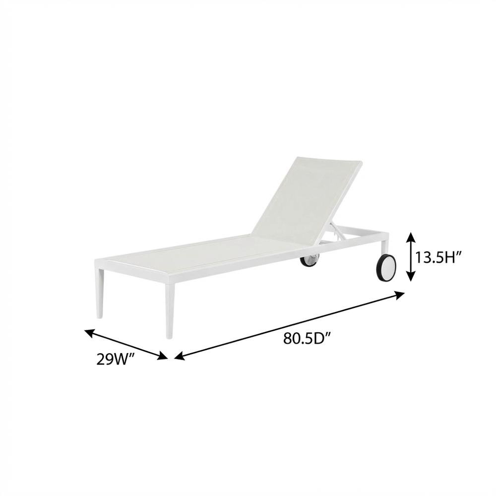 White Mesh Fabric Outdoor Patio Chaise Lounge Chair With Contemporary Style. Picture 7