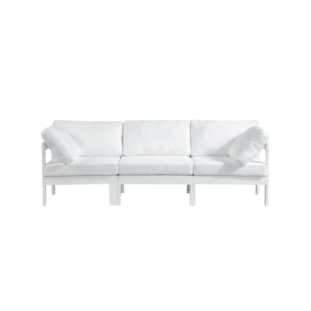 White Fabric Outdoor Modular Sofa With Contemporary Style And Cushioned Seating. Picture 1