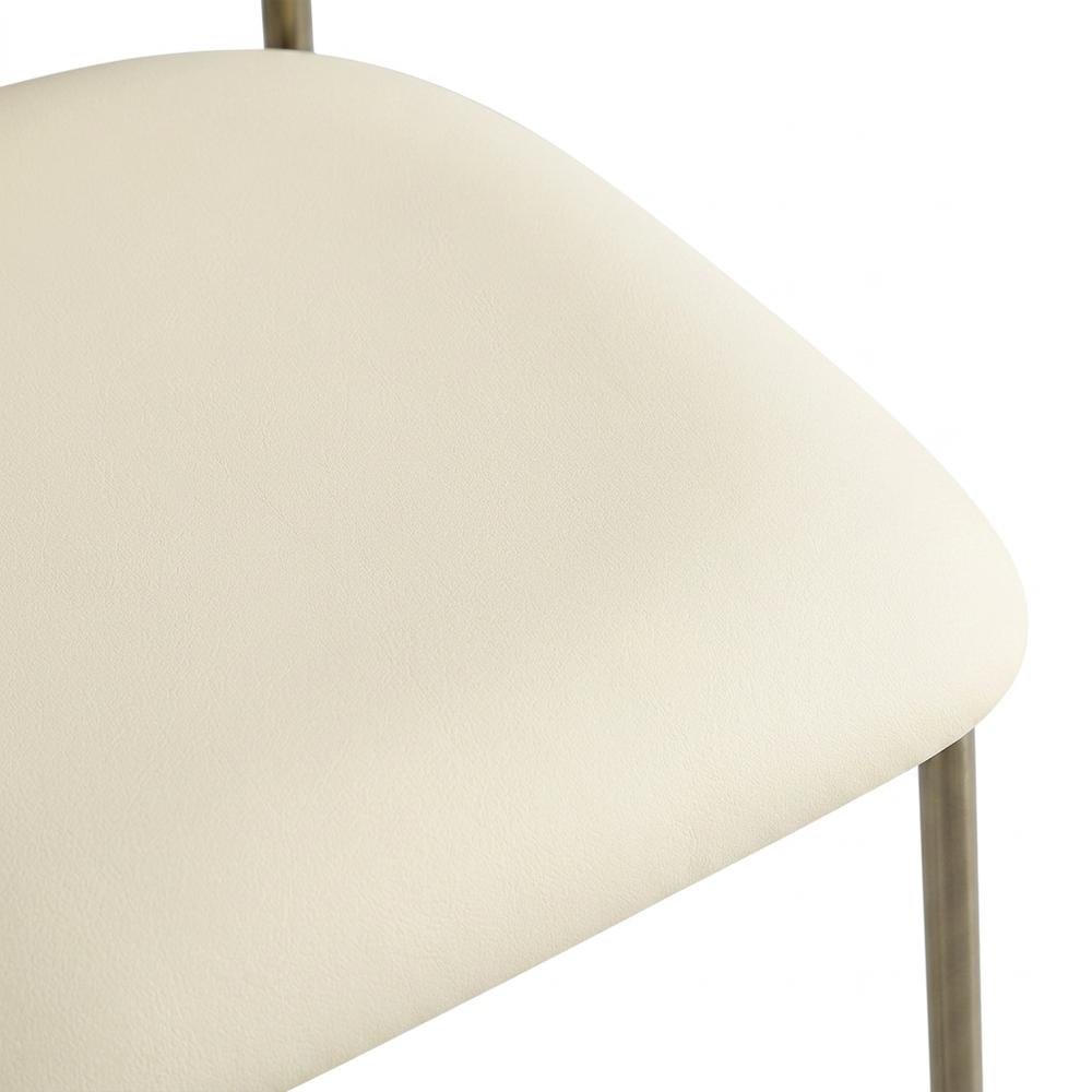 Vegan Leather Counter Stools with Back, Kitchen Island, Cream, Set of 2. Picture 6