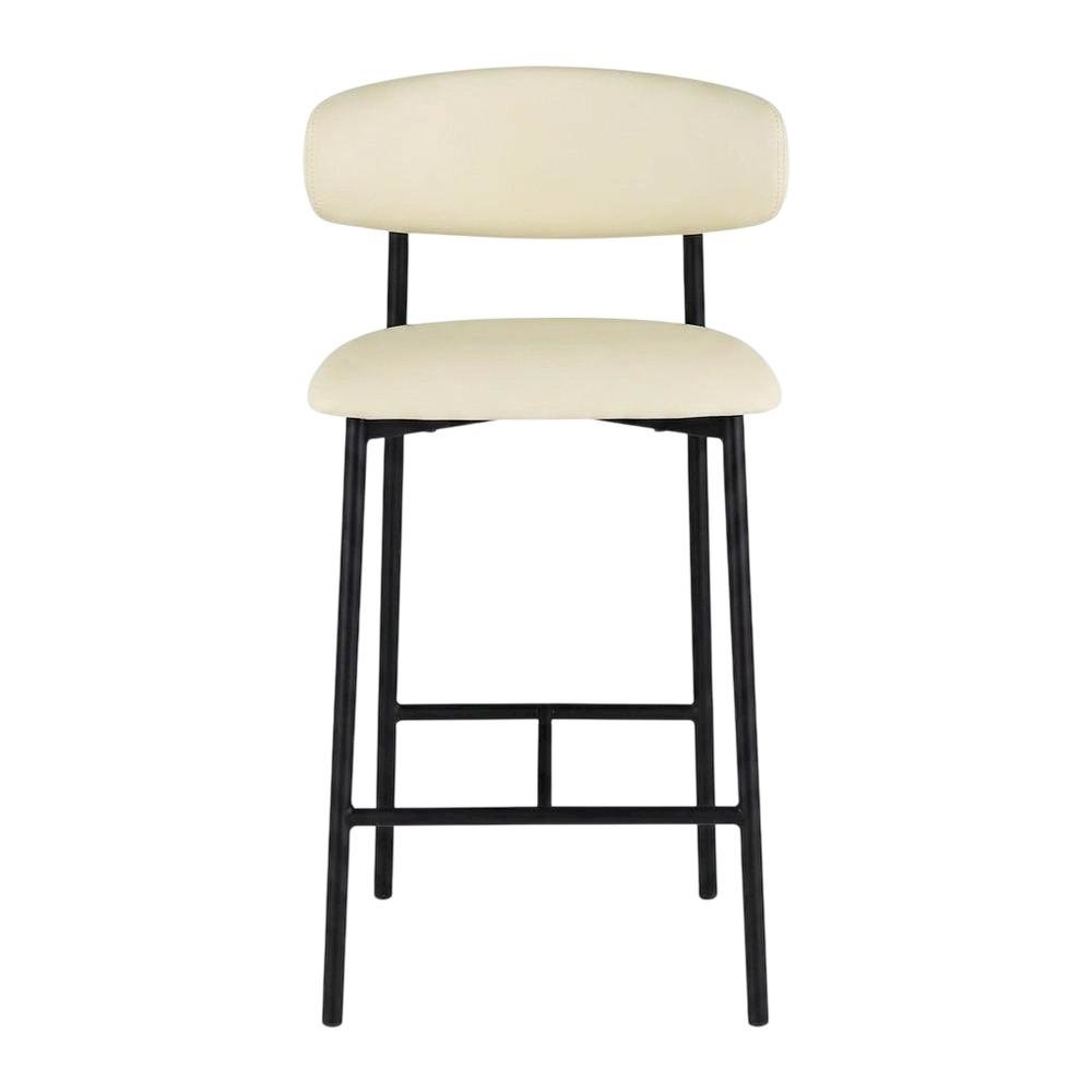 Vegan Leather Counter Stools with Back, Kitchen Island, Cream, Set of 2. Picture 4