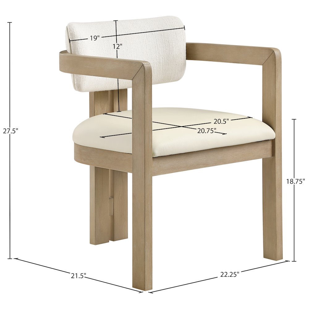 Ravina Cream Vegan Leather and Linen Fabric Upholstered Dining Chair, Set of 2. Picture 10