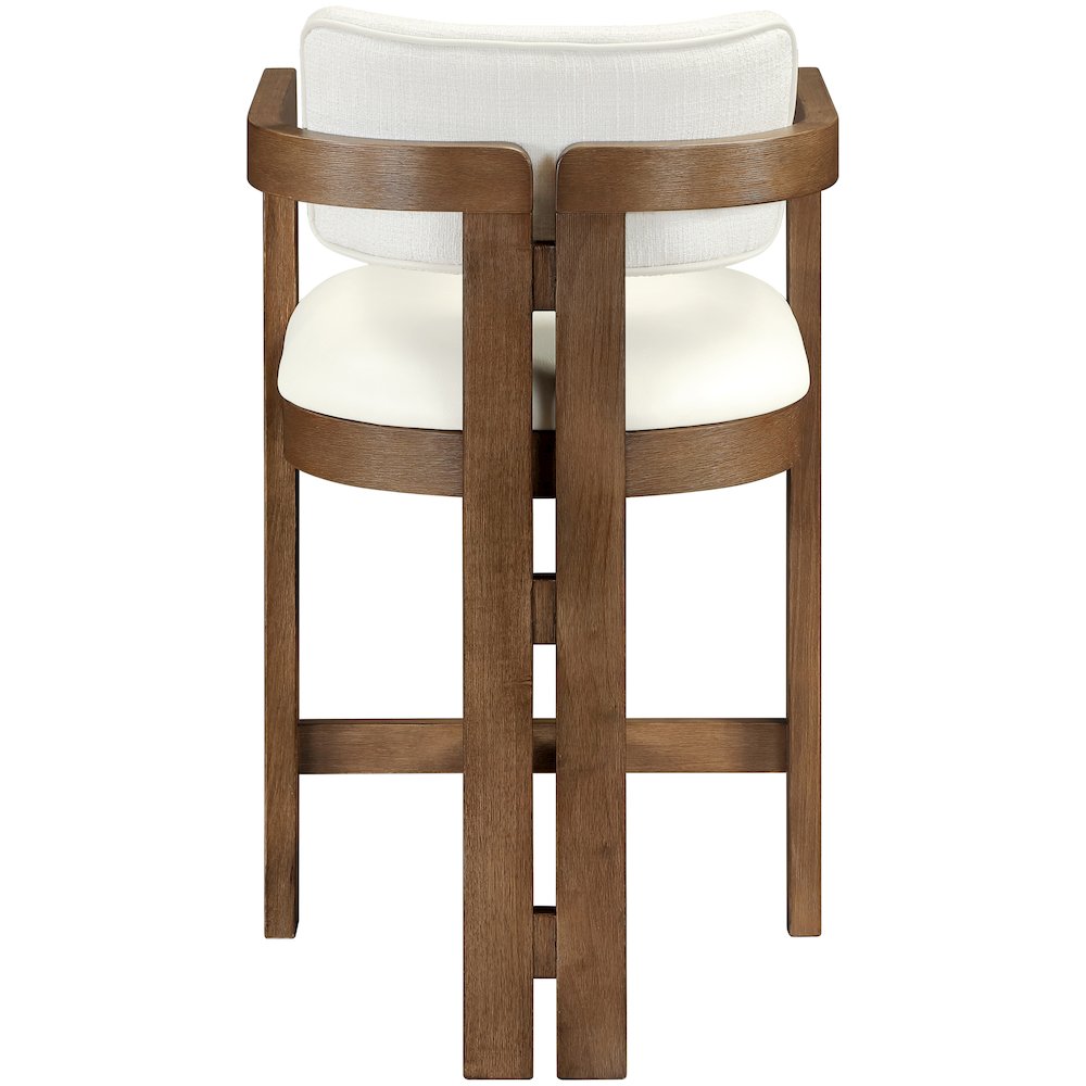 Ravina Cream Vegan Leather and Linen Textured Fabric Upholstered Counter Stool. Picture 6