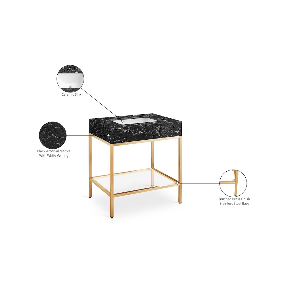 Marmo Black Engineered Marble Bathroom Vanity. Picture 8