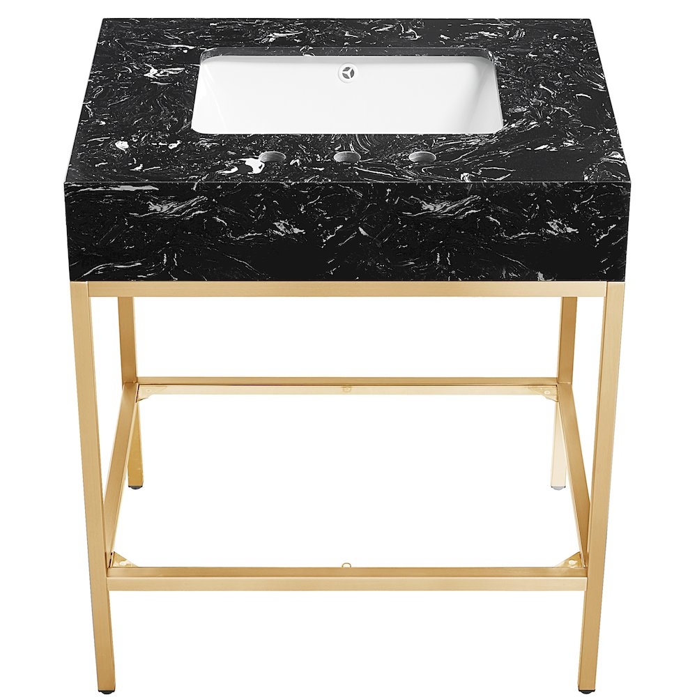 Marmo Black Engineered Marble Bathroom Vanity. Picture 2