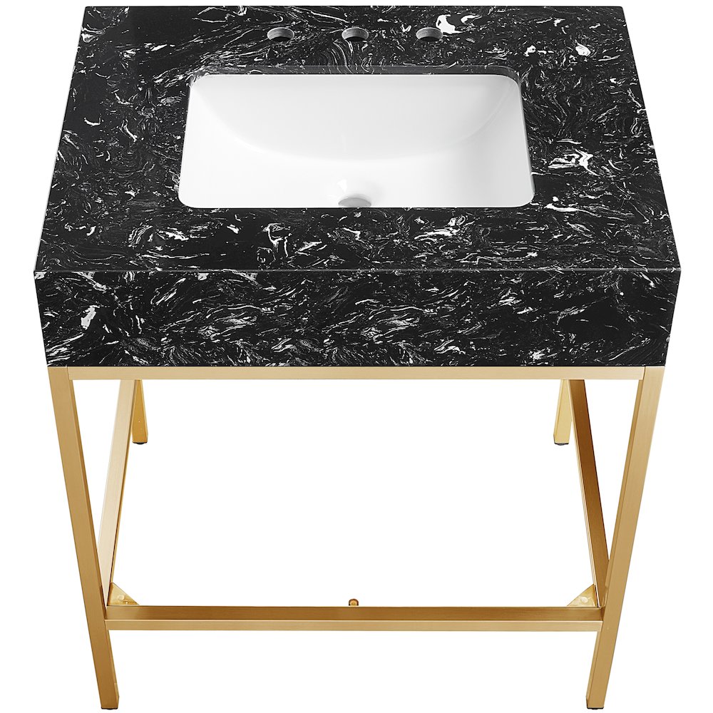 Marmo Black Engineered Marble Bathroom Vanity. Picture 4