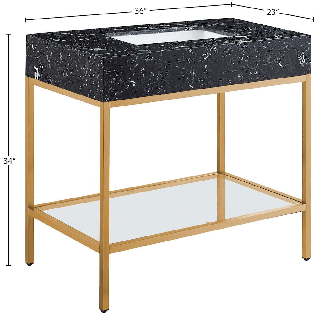 Marmo Black Engineered Marble Bathroom Vanity. Picture 7