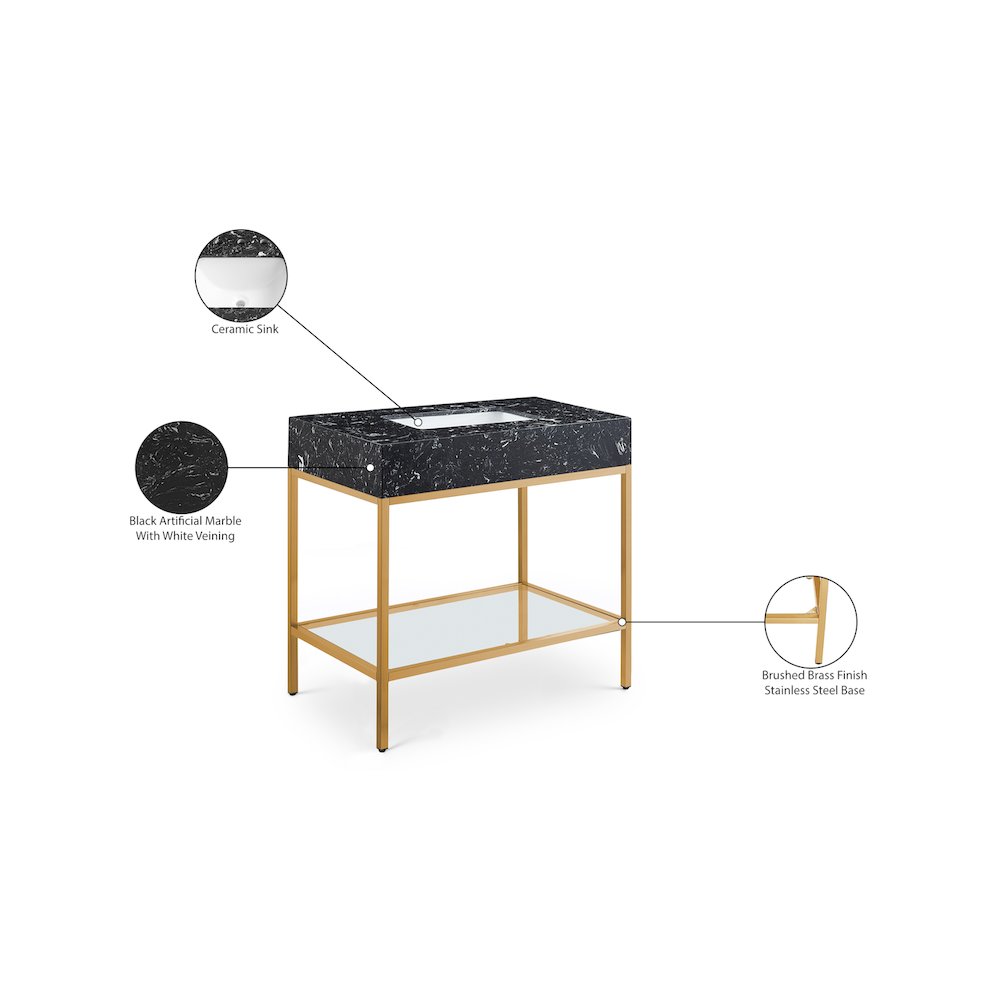 Marmo Black Engineered Marble Bathroom Vanity. Picture 8