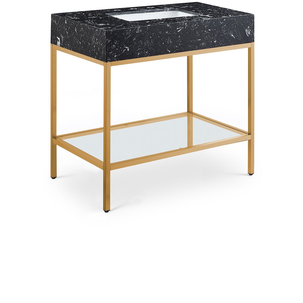 Marmo Black Engineered Marble Bathroom Vanity. Picture 1