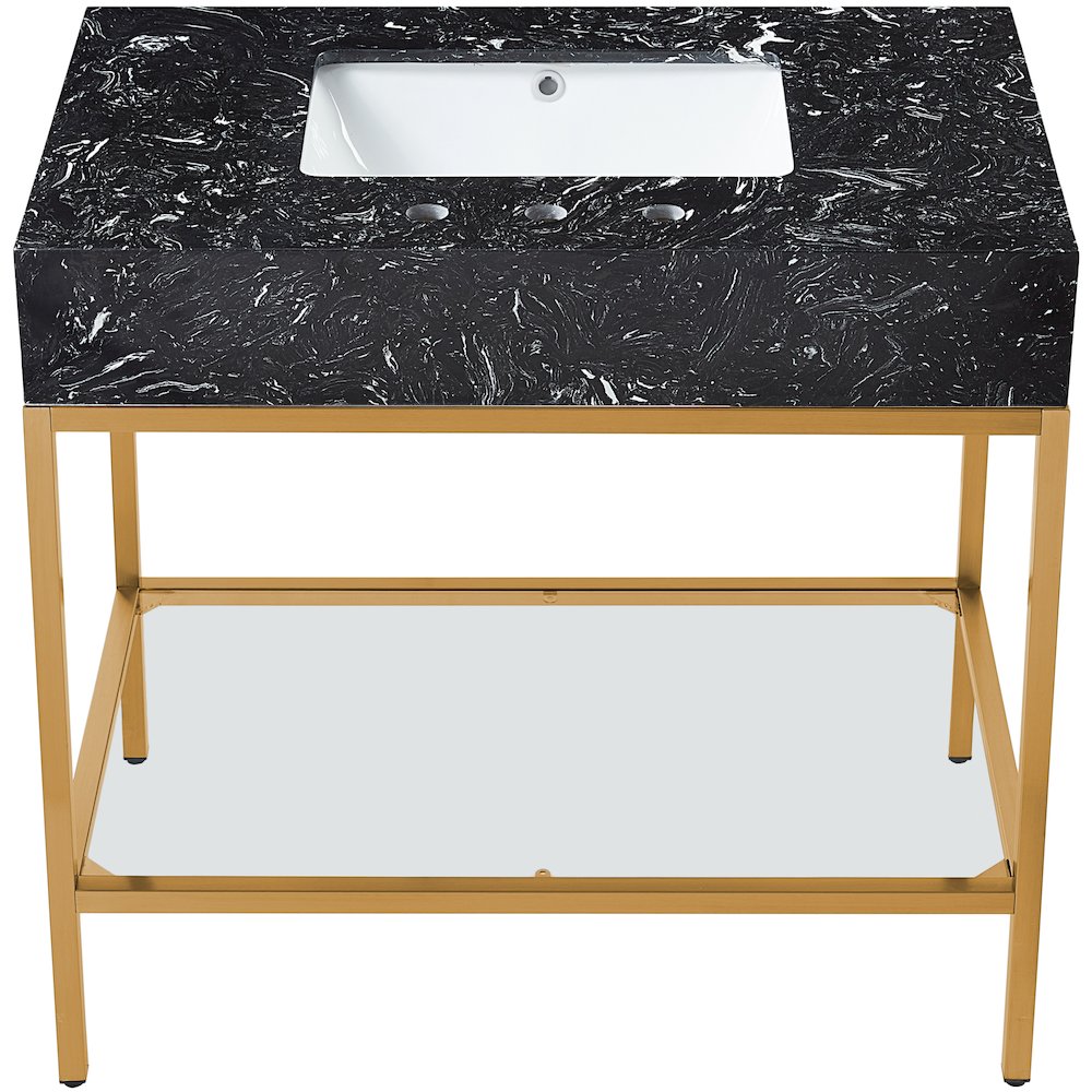 Marmo Black Engineered Marble Bathroom Vanity. Picture 2