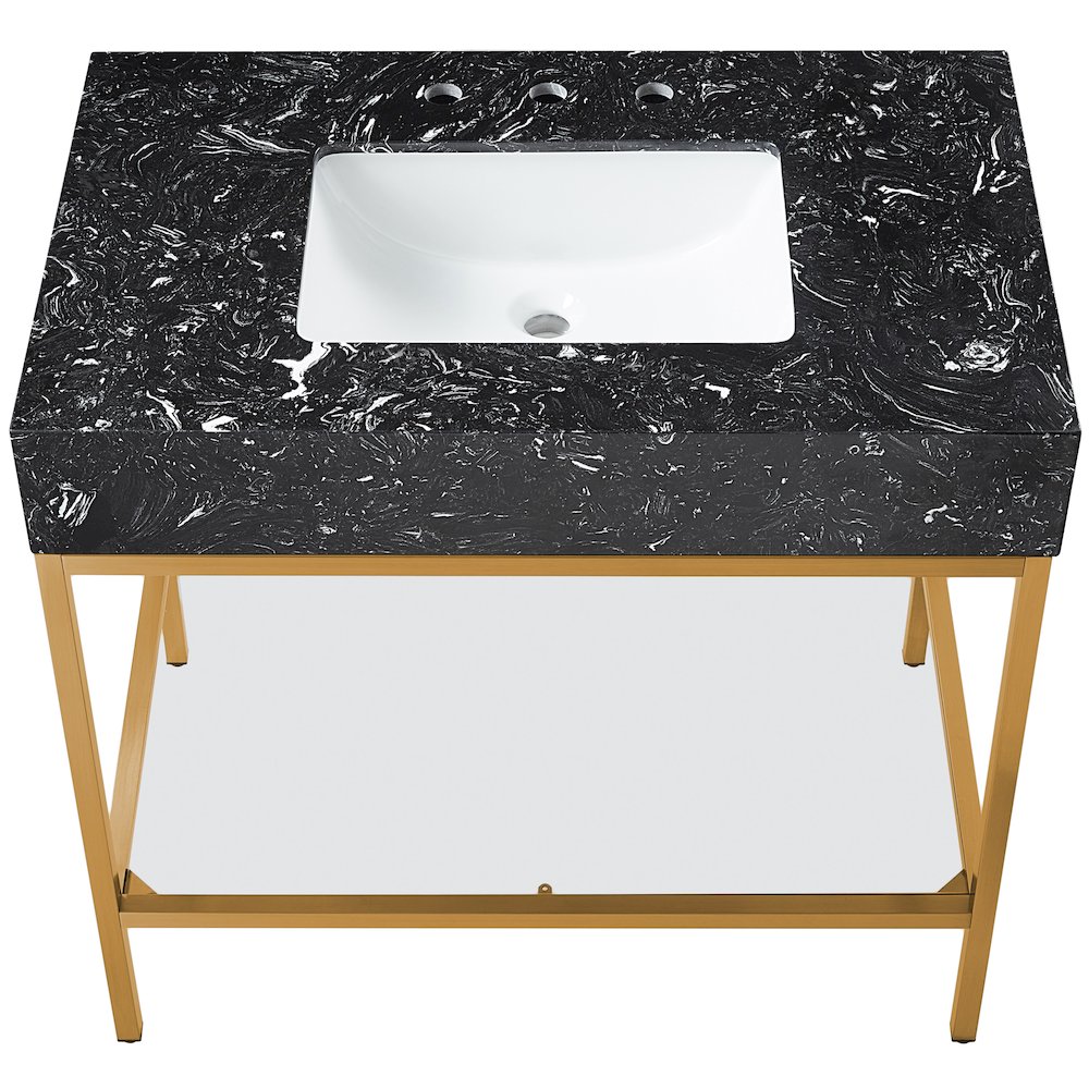 Marmo Black Engineered Marble Bathroom Vanity. Picture 4