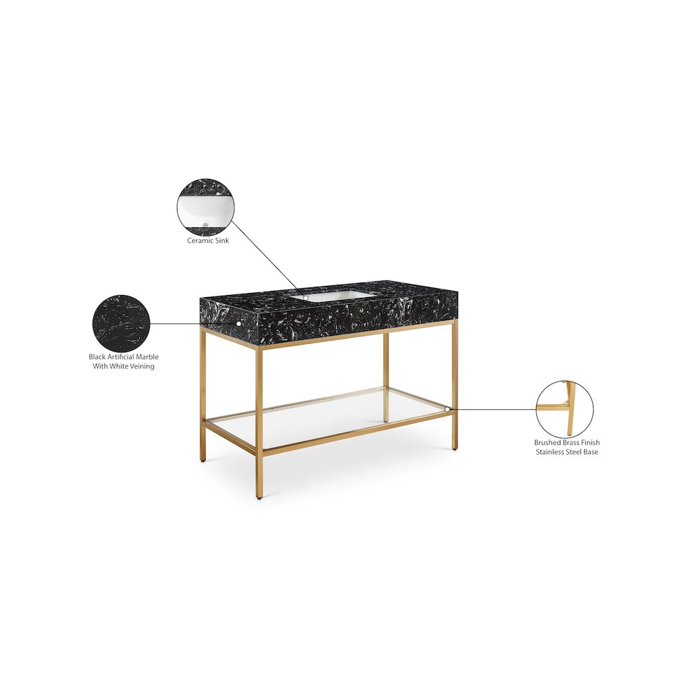 Marmo Black Engineered Marble Bathroom Vanity. Picture 8