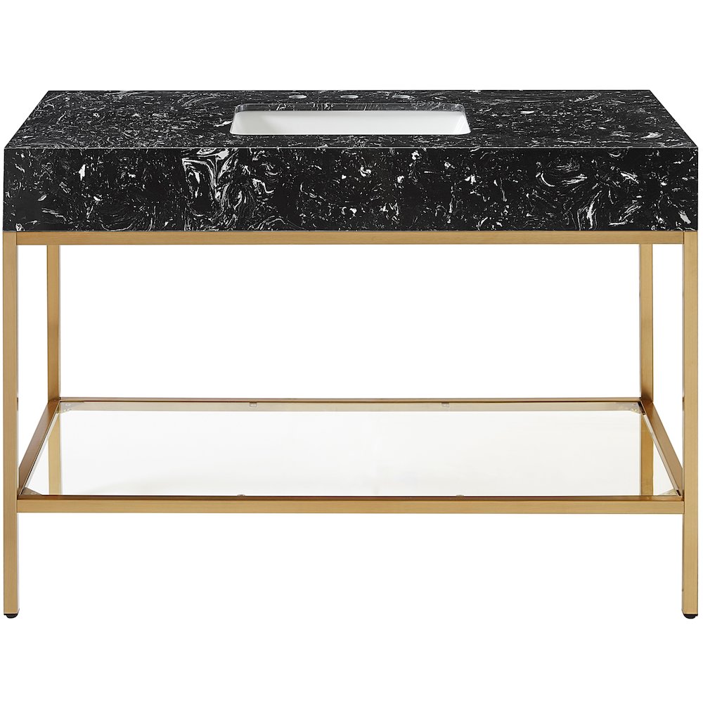 Marmo Black Engineered Marble Bathroom Vanity. Picture 3