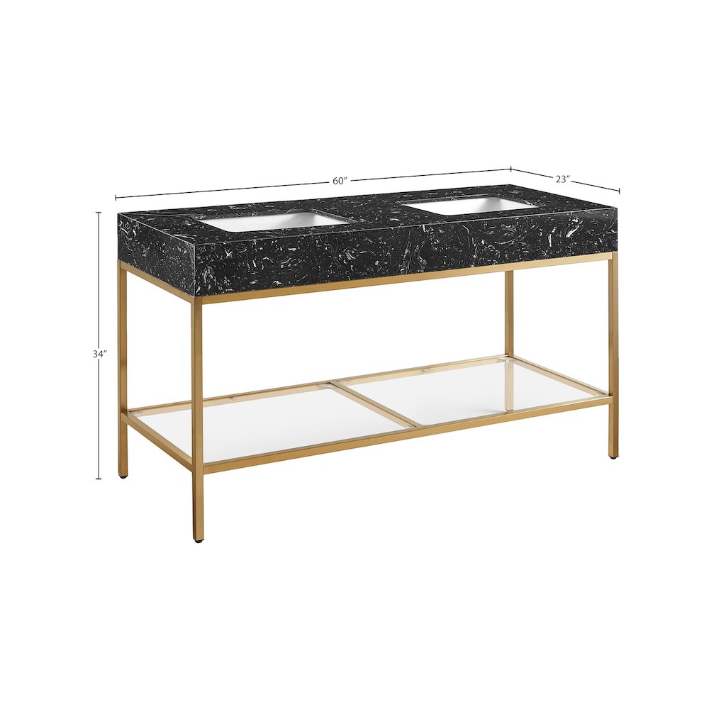 Marmo Black Engineered Marble Bathroom Vanity. Picture 7