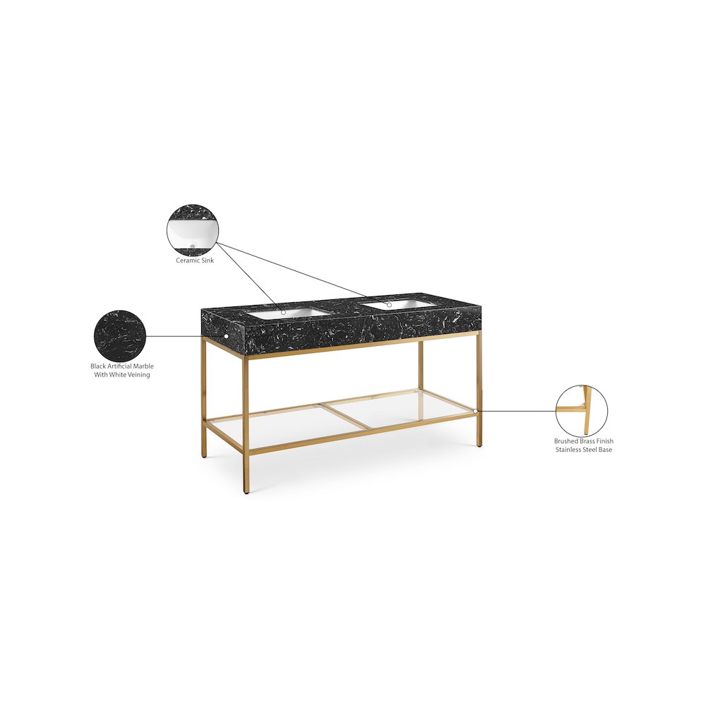 Marmo Black Engineered Marble Bathroom Vanity. Picture 8