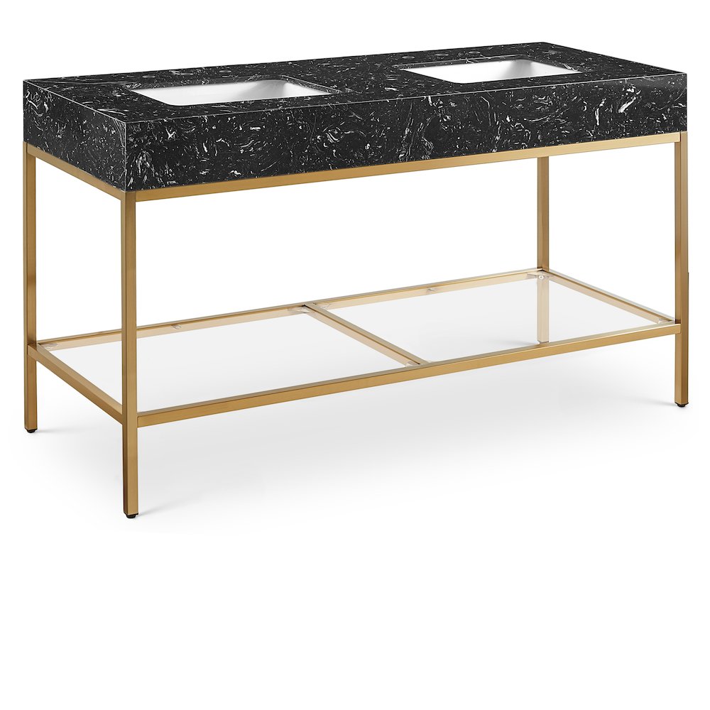 Marmo Black Engineered Marble Bathroom Vanity. Picture 1
