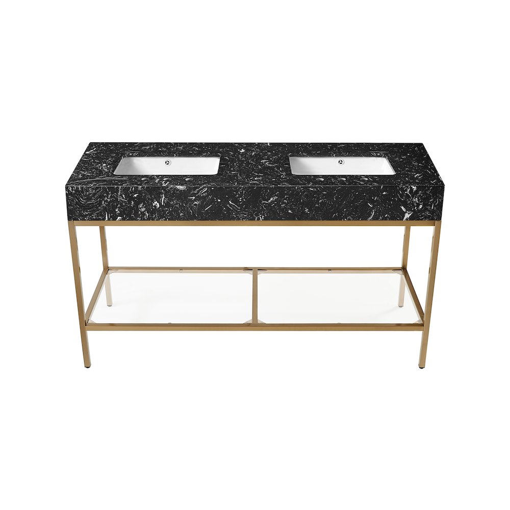 Marmo Black Engineered Marble Bathroom Vanity. Picture 2
