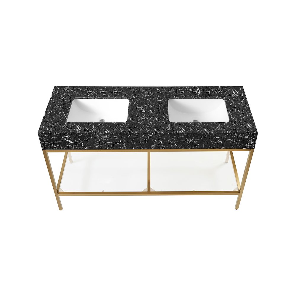 Marmo Black Engineered Marble Bathroom Vanity. Picture 4
