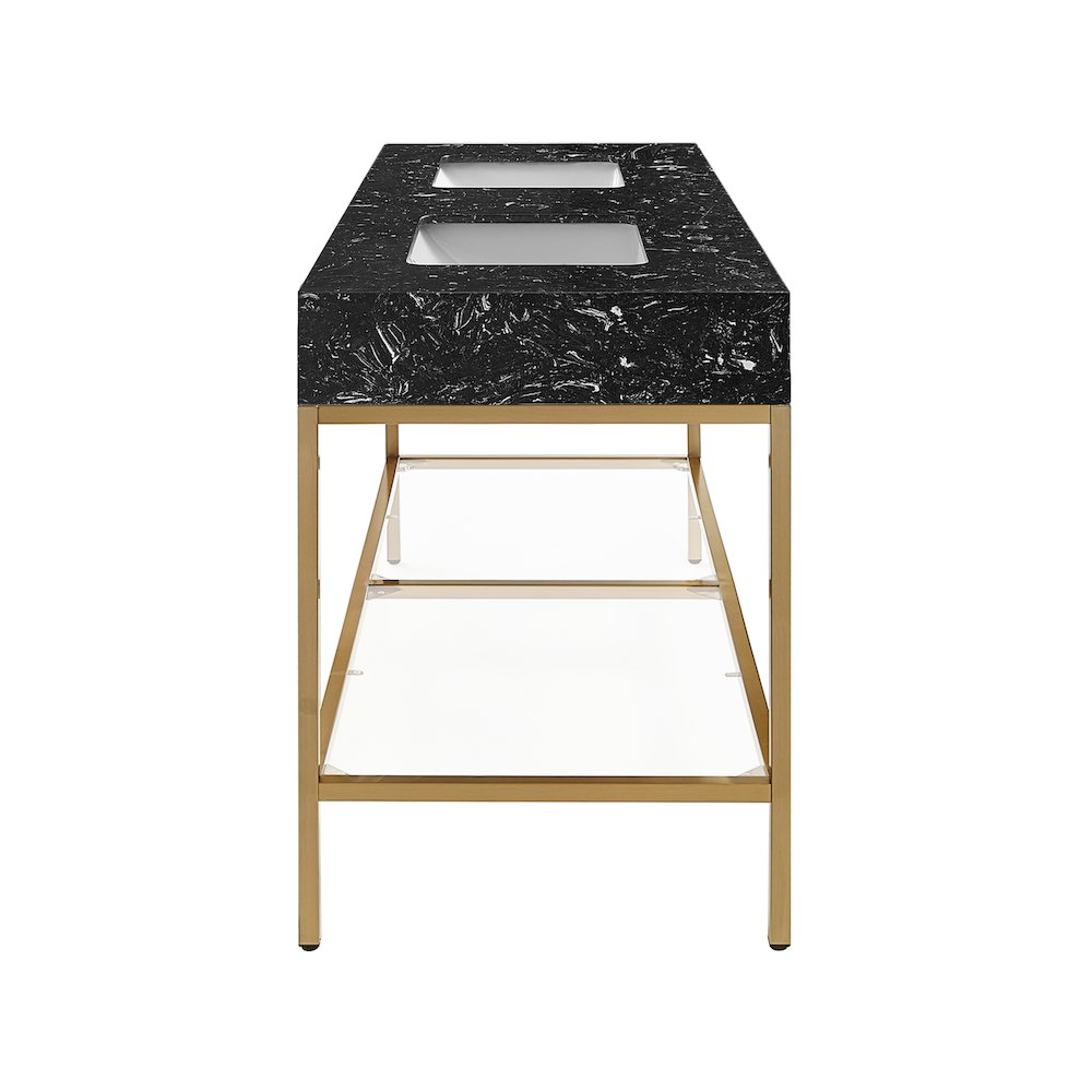 Marmo Black Engineered Marble Bathroom Vanity. Picture 5