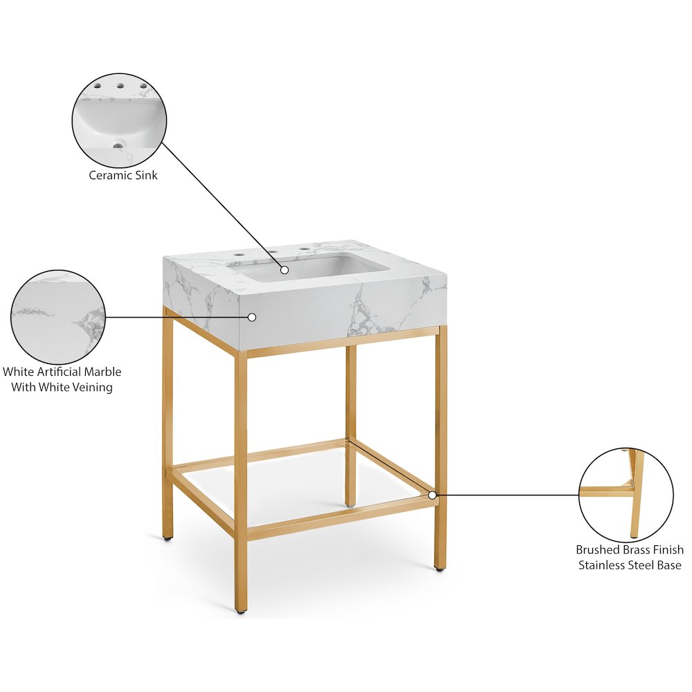 Marmo White Engineered Marble Bathroom Vanity. Picture 8