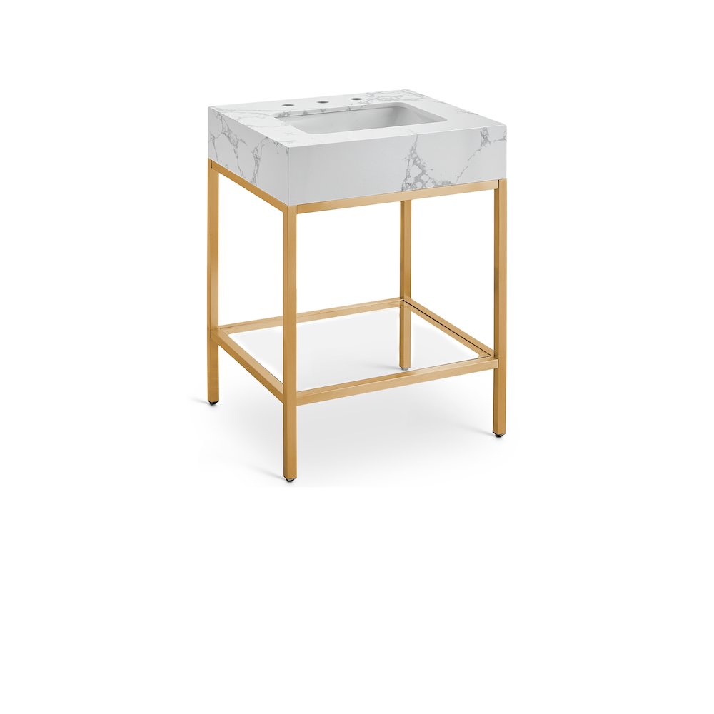 Marmo White Engineered Marble Bathroom Vanity. Picture 1