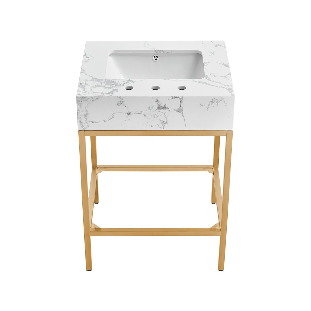 Marmo White Engineered Marble Bathroom Vanity. Picture 2