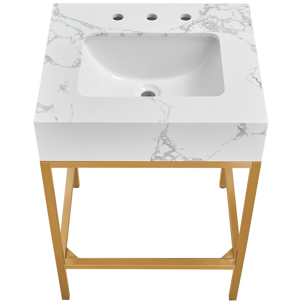 Marmo White Engineered Marble Bathroom Vanity. Picture 4