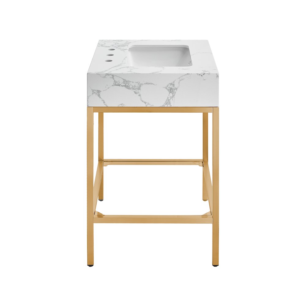 Marmo White Engineered Marble Bathroom Vanity. Picture 5