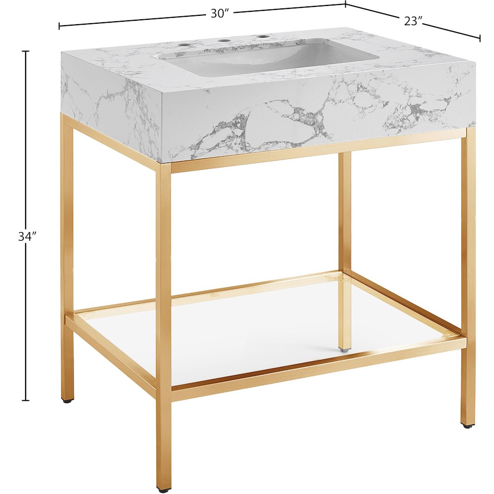 Marmo White Engineered Marble Bathroom Vanity. Picture 7
