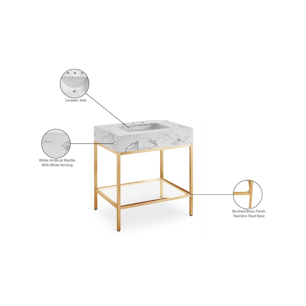 Marmo White Engineered Marble Bathroom Vanity. Picture 8