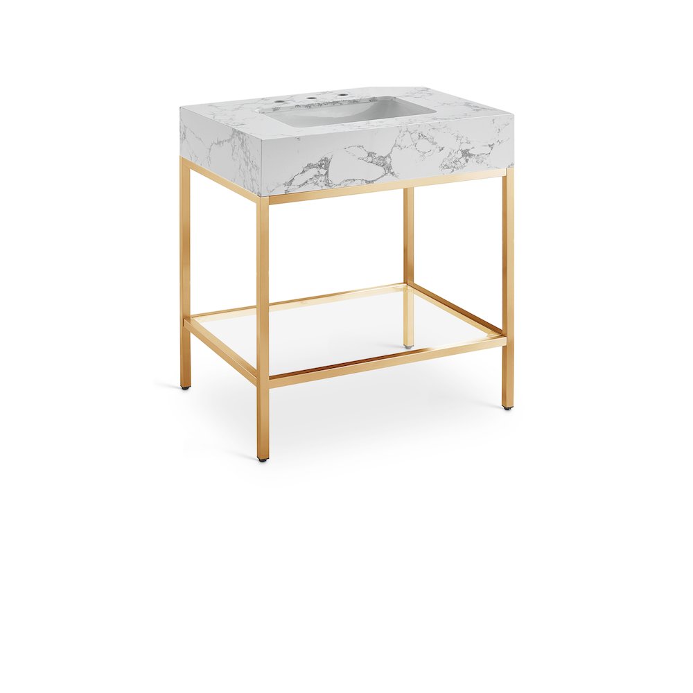 Marmo White Engineered Marble Bathroom Vanity. Picture 1