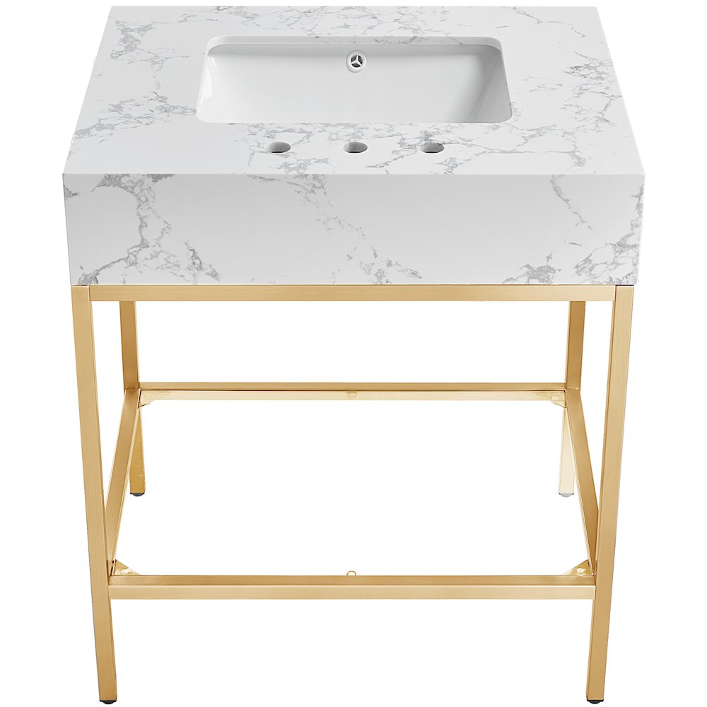 Marmo White Engineered Marble Bathroom Vanity. Picture 2