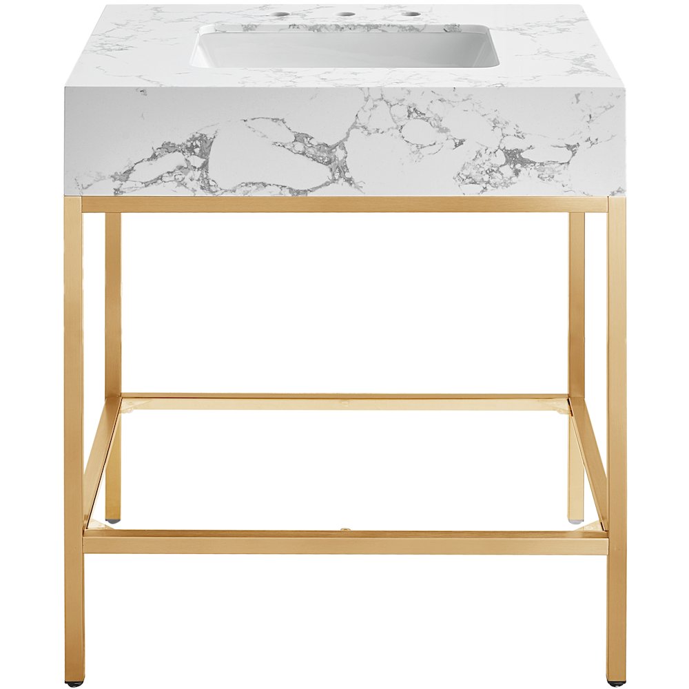 Marmo White Engineered Marble Bathroom Vanity. Picture 3