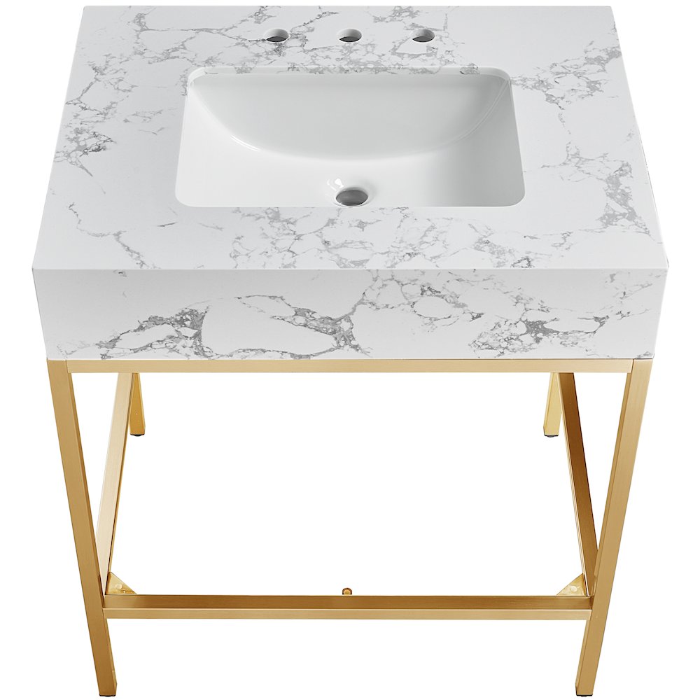 Marmo White Engineered Marble Bathroom Vanity. Picture 4