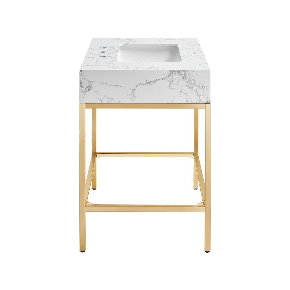 Marmo White Engineered Marble Bathroom Vanity. Picture 5