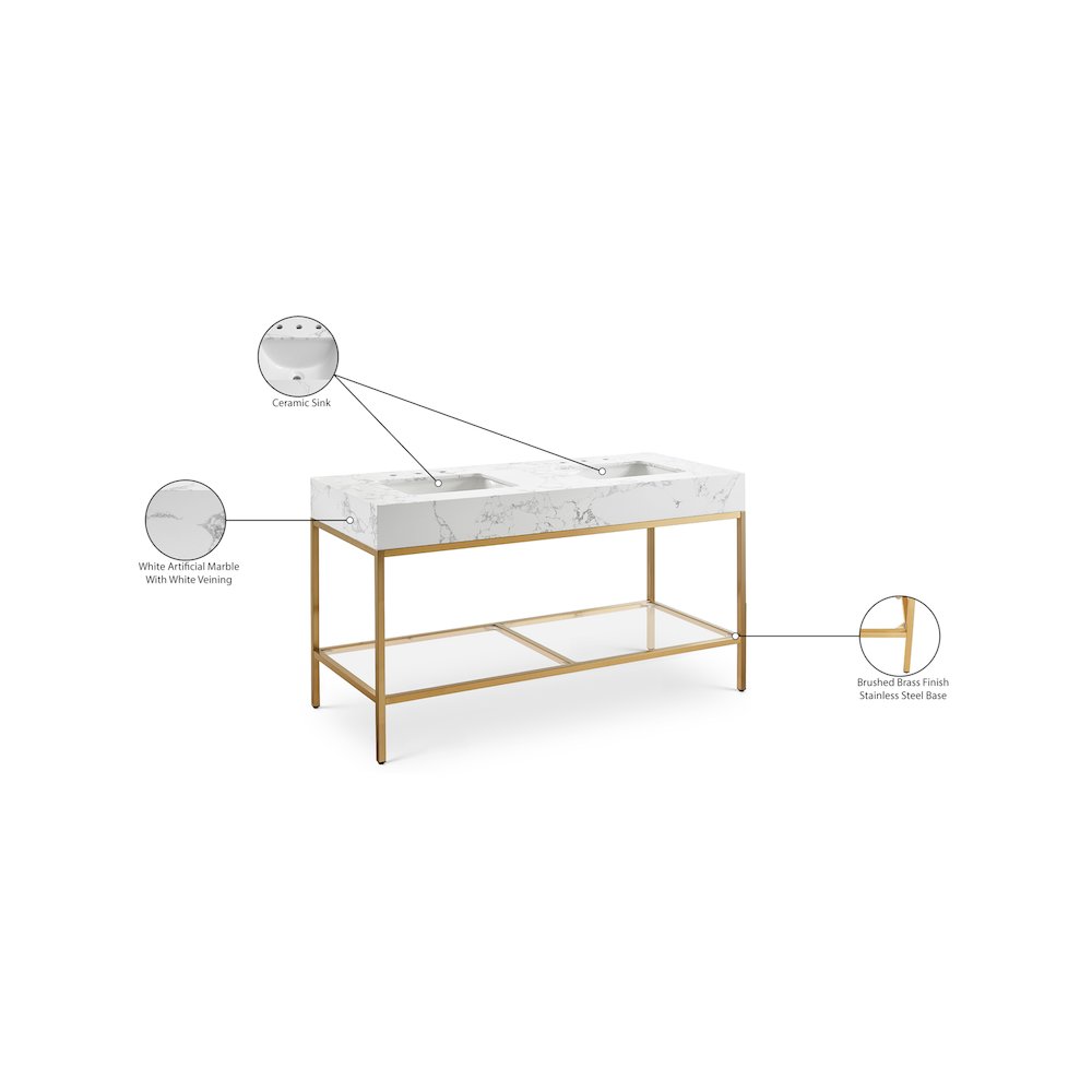 Marmo White Engineered Marble Bathroom Vanity. Picture 8