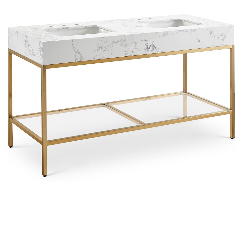 Marmo White Engineered Marble Bathroom Vanity. Picture 1