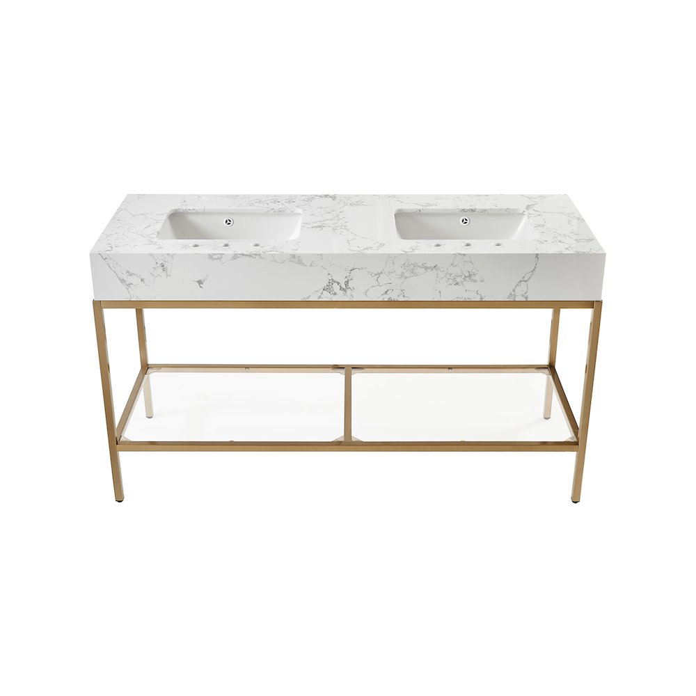 Marmo White Engineered Marble Bathroom Vanity. Picture 2