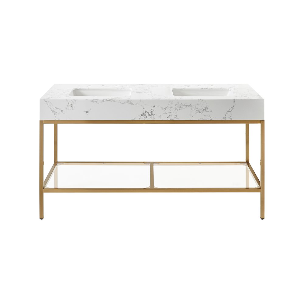 Marmo White Engineered Marble Bathroom Vanity. Picture 3