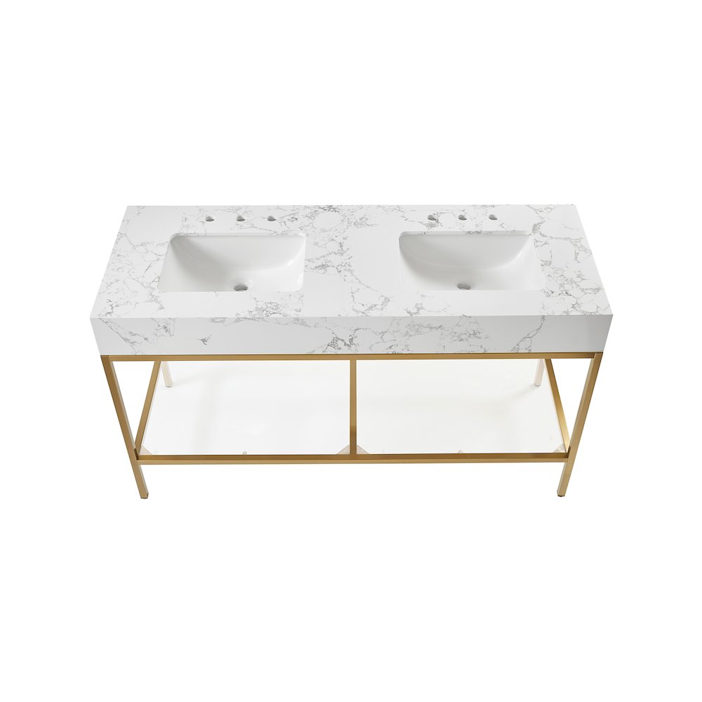 Marmo White Engineered Marble Bathroom Vanity. Picture 4